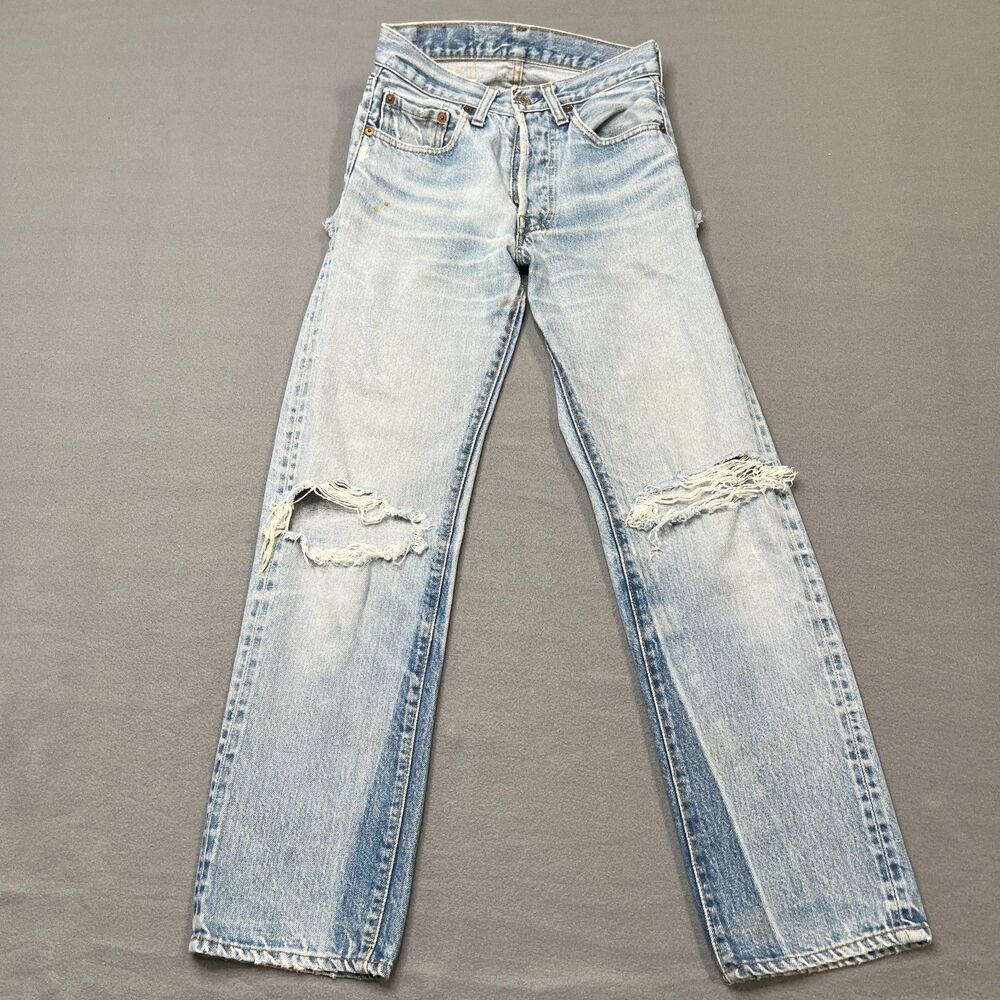 Vintage 80s Levi's 501 Jeans Size 27x31 (Fits 24x28) Selvedge Distressed *Read